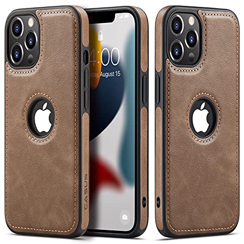Sibada iPhone 13 Pro Max Hülle, iPhone 13 Pro Max Case, Logo View Kompatibel mit Slim Premium Veganes Leder Klassisch Luxus Elegant Dünn Cover 6,7 Zoll - Grau von Sibada