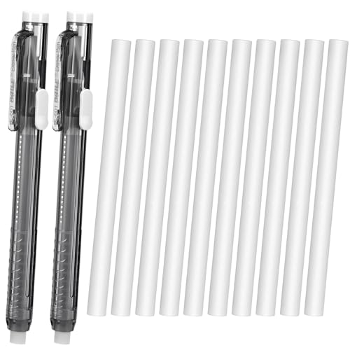 Sibba 12 Pcs Einziehbare Mechanische Radiergummi Set Stift Pen-Style Radiergummis präzise Radiergummi Stifte weiß Bleistift Refill Korrektur Produkte für Malerei Schreiben Büro täglich von Sibba