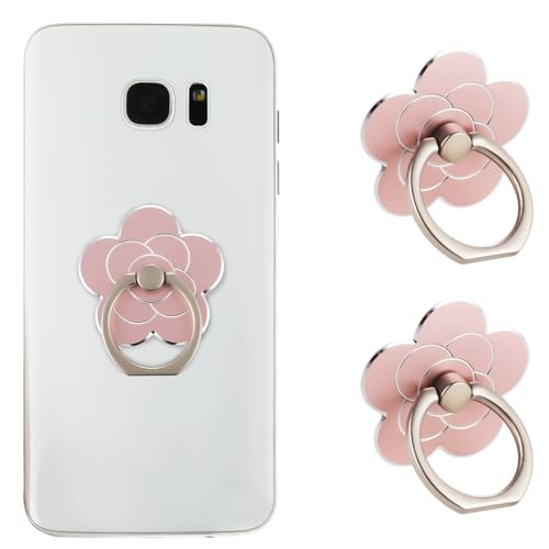 Sibba 2 Stück Handy-Ringhalter mit Ständer Handy-Blumen-Fingerring-Griffe Ständer Aus Metall Universelles Kompatibles Zubehör mit Smartphone Handys Handyhülle (Roségold) von Sibba