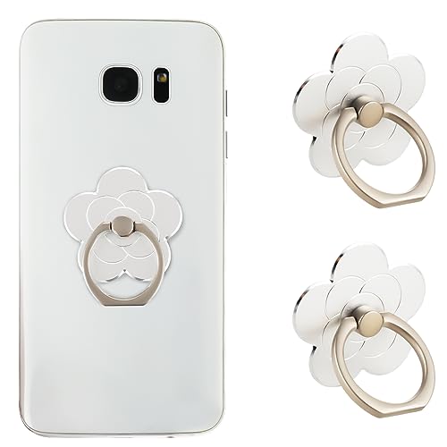 Sibba 2 Stück Handy-Ringhalter mit Ständer Handy-Blumen-Fingerring-Griffe Ständer Aus Metall Universelles Kompatibles Zubehör mit Smartphone Handys Handyhülle (Silver) von Sibba