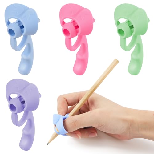 Sibba 4 Stück Bleistiftgriffe für Kinder Handschrift Stifthalter Schreiblernhilfe Grip Schreibhilfe für Stift Schreibwerkzeuge für Kinder Korrekte Handschrift Haltung Ergonomische Gummi Schreibhilfe von Sibba