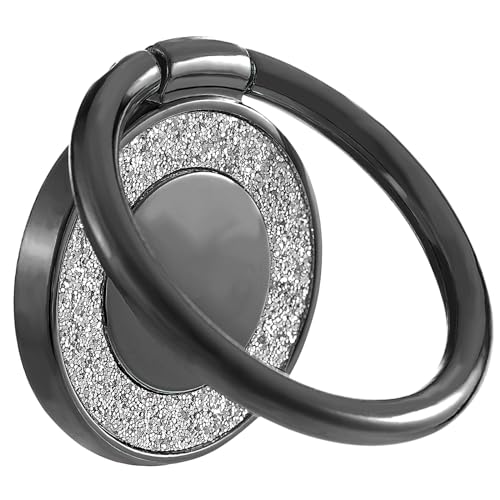Sibba Handy-Ringhalter Metall-Fingerring-Ständer Glitzernd Handy-Griff Runder Legierungs Ständergriff 360°Drehung 180° Klappung Verstellbar Kompatibel mit Smartphone-Hüllen(Schwarz) von Sibba