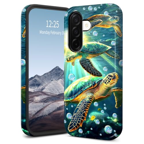 Schutzhülle für Samsung Galaxy A36-5G, schlanke, zweilagige Hybrid-Hülle, stoßfest und kratzfest, PC-Hartschale + weiches Silikon, vergilbungsfrei, Turle Cute Green Schutzhülle für Samsung Galaxy A36-5G, schlanke, zweilagige Hybrid-Hülle, stoßfest und kratzfest, PC-Hartschale + weiches Silikon, vergilbungsfrei, Turle Cute Green von SichKards
