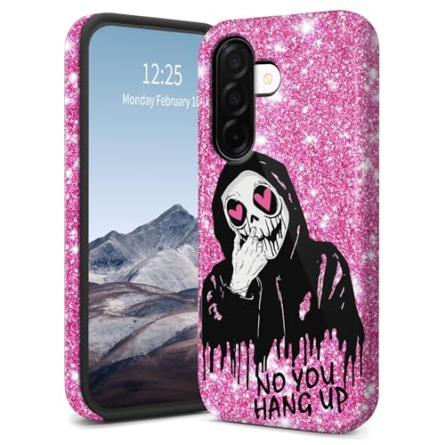 Schutzhülle für Samsung Galaxy A36-5G, schlanke, zweilagige Hybrid-Hülle, stoßfest und kratzfest, Polycarbonat-Hartschale + weiches Silikon, Anti-Vergilbung, Totenkopf-Gesicht, Rosa Schutzhülle für Samsung Galaxy A36-5G, schlanke, zweilagige Hybrid-Hülle, stoßfest und kratzfest, Polycarbonat-Hartschale + weiches Silikon, Anti-Vergilbung, Totenkopf-Gesicht, Rosa von SichKards