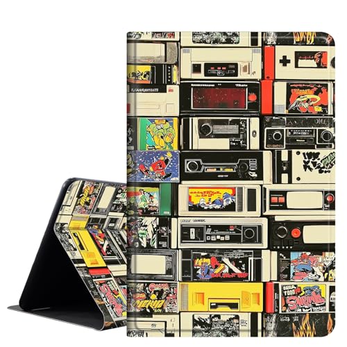 Schutzhülle für iPad Pro 13 Zoll (33 cm), M4 (Modell 2024, 7. Generation), PU-Leder, Folio-Hülle mit automatischer Schlaf-/Wachfunktion, Multi-Winkel-Ansicht, Retro-Kassettenband von SichKards