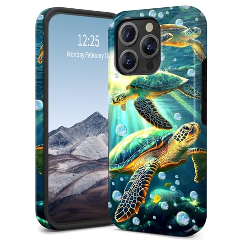 Schutzhülle für iPhone 16 Pro Max, schlanke, zweilagige Hybrid-Hülle, stoßfest und kratzfest, Polycarbonat-Hartschale + weiches Silikon, Anti-Vergilbung, Turle Cute Green Schutzhülle für iPhone 16 Pro Max, schlanke, zweilagige Hybrid-Hülle, stoßfest und kratzfest, Polycarbonat-Hartschale + weiches Silikon, Anti-Vergilbung, Turle Cute Green von SichKards