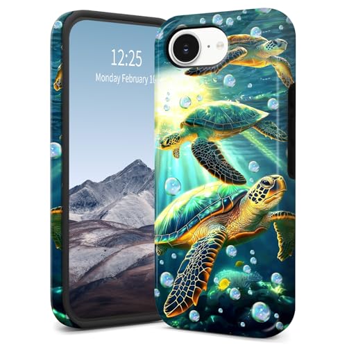 SichKards Dünne, zweilagige Hybrid-Schutzhülle für iPhone 16E, ultra-schützende PC-Hartschale + weiche Silikonhülle, stoßfest, kratzfest, Anti-Vergilbungs-Design, Turle Cute Green SichKards Dünne, zweilagige Hybrid-Schutzhülle für iPhone 16E, ultra-schützende PC-Hartschale + weiche Silikonhülle, stoßfest, kratzfest, Anti-Vergilbungs-Design, Turle Cute Green von SichKards