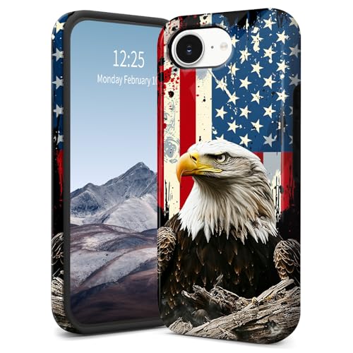 SichKards Dünne, zweilagige Hybrid-Schutzhülle für iPhone 16E, ultra-schützende PC-Hartschale + weiche Silikonhülle, stoßfest, kratzfest, Anti-Vergilbungs-Design, amerikanische Flagge Eagle-4 SichKards Dünne, zweilagige Hybrid-Schutzhülle für iPhone 16E, ultra-schützende PC-Hartschale + weiche Silikonhülle, stoßfest, kratzfest, Anti-Vergilbungs-Design, amerikanische Flagge Eagle-4 von SichKards