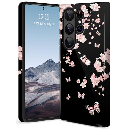 SichKards Dünne zweilagige Hybrid-Schutzhülle für Galaxy S25 Ultra, ultra-schützende PC-Hartschale + weiche Silikonhülle, stoßfest, kratzfest, Anti-Vergilbungs-Design, rosa Kirschblüten SichKards Dünne zweilagige Hybrid-Schutzhülle für Galaxy S25 Ultra, ultra-schützende PC-Hartschale + weiche Silikonhülle, stoßfest, kratzfest, Anti-Vergilbungs-Design, rosa Kirschblüten von SichKards