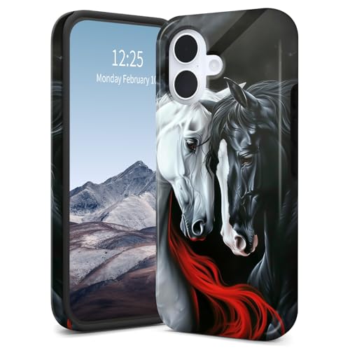 SichKards Dünne zweilagige Hybrid-Schutzhülle für iPhone 16 Plus, ultra-schützende PC-Hartschale + weiche Silikonhülle, stoßfest, kratzfest, Anti-Vergilbungs-Design, Pferd SichKards Dünne zweilagige Hybrid-Schutzhülle für iPhone 16 Plus, ultra-schützende PC-Hartschale + weiche Silikonhülle, stoßfest, kratzfest, Anti-Vergilbungs-Design, Pferd von SichKards