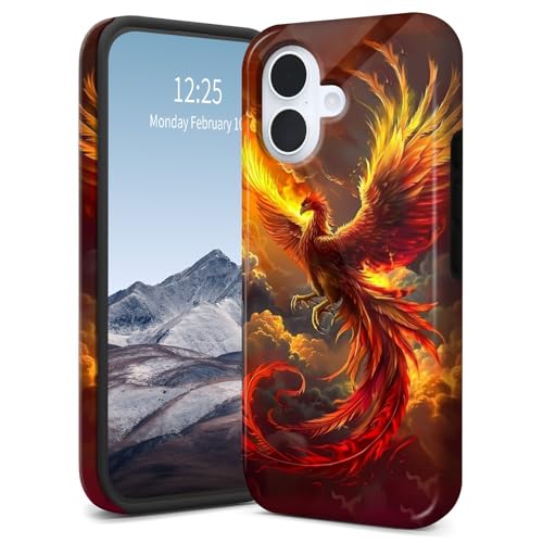 SichKards Dünne zweilagige Hybrid-Schutzhülle für iPhone 16 Plus, ultra-schützende PC-Hartschale + weiche Silikonhülle, stoßfest, kratzfest, Anti-Vergilbungs-Design, Phoenix Flame Bird SichKards Dünne zweilagige Hybrid-Schutzhülle für iPhone 16 Plus, ultra-schützende PC-Hartschale + weiche Silikonhülle, stoßfest, kratzfest, Anti-Vergilbungs-Design, Phoenix Flame Bird von SichKards