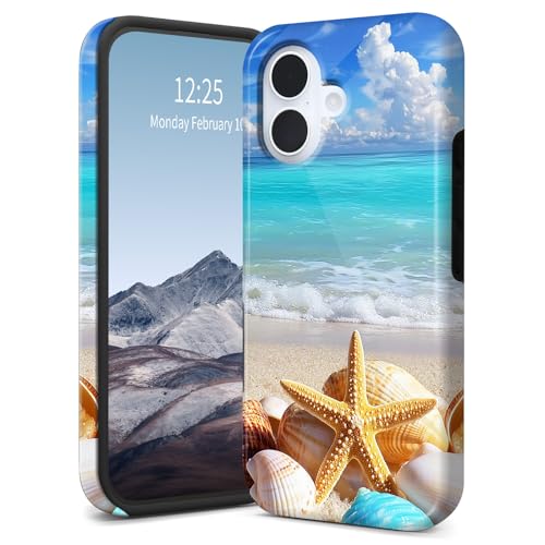 SichKards Dünne zweilagige Hybrid-Schutzhülle für iPhone 16 Plus, ultra-schützende PC-Hartschale + weiche Silikonhülle, stoßfest, kratzfest, Anti-Vergilbungs-Design, blauer Seestern am Strand SichKards Dünne zweilagige Hybrid-Schutzhülle für iPhone 16 Plus, ultra-schützende PC-Hartschale + weiche Silikonhülle, stoßfest, kratzfest, Anti-Vergilbungs-Design, blauer Seestern am Strand von SichKards