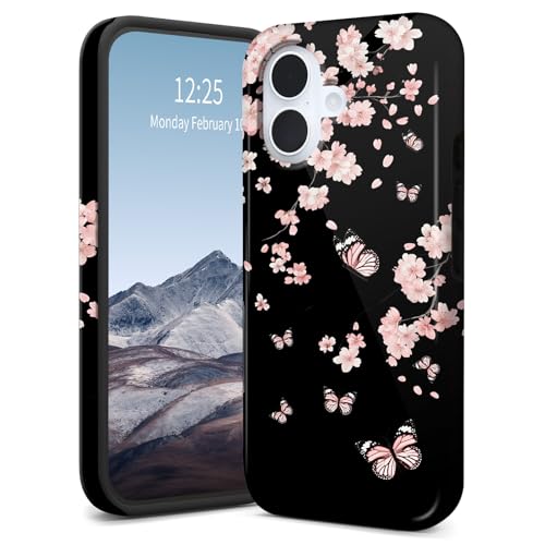 SichKards Dünne zweilagige Hybrid-Schutzhülle für iPhone 16 Plus, ultra-schützende PC-Hartschale + weiche Silikonhülle, stoßfest, kratzfest, Anti-Vergilbungs-Design, rosa Kirschblüten SichKards Dünne zweilagige Hybrid-Schutzhülle für iPhone 16 Plus, ultra-schützende PC-Hartschale + weiche Silikonhülle, stoßfest, kratzfest, Anti-Vergilbungs-Design, rosa Kirschblüten von SichKards