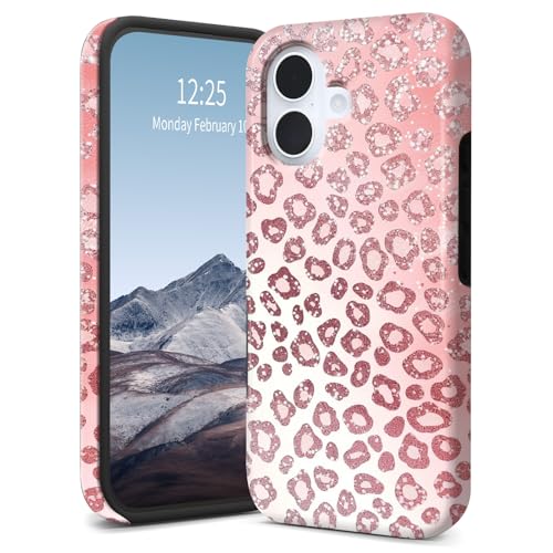 SichKards Dünne zweilagige Hybrid-Schutzhülle für iPhone 16 Plus, ultra-schützende PC-Hartschale + weiche Silikonhülle, stoßfest, kratzfest, Anti-Vergilbungs-Design, rosa Leopardenmuster Glitzer SichKards Dünne zweilagige Hybrid-Schutzhülle für iPhone 16 Plus, ultra-schützende PC-Hartschale + weiche Silikonhülle, stoßfest, kratzfest, Anti-Vergilbungs-Design, rosa Leopardenmuster Glitzer von SichKards