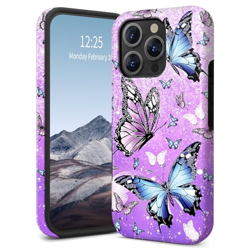 SichKards Dünne zweilagige Hybrid-Schutzhülle für iPhone 16 Pro, ultra-schützende PC-Hartschale + weiche Silikonhülle, stoßfest, kratzfest, Anti-Vergilbungs-Design, Schmetterlinge lila SichKards Dünne zweilagige Hybrid-Schutzhülle für iPhone 16 Pro, ultra-schützende PC-Hartschale + weiche Silikonhülle, stoßfest, kratzfest, Anti-Vergilbungs-Design, Schmetterlinge lila von SichKards