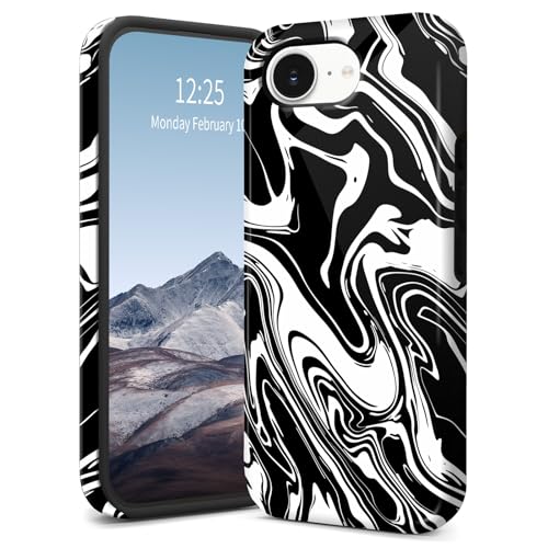 SichKards Dünne zweilagige Hybrid-Schutzhülle für iPhone 16E, ultra-schützende PC-Hartschale + weiche Silikonhülle, stoßfest, kratzfest, Anti-Vergilbungs-Design, schwarz-weiß, flüssiger Marmor SichKards Dünne zweilagige Hybrid-Schutzhülle für iPhone 16E, ultra-schützende PC-Hartschale + weiche Silikonhülle, stoßfest, kratzfest, Anti-Vergilbungs-Design, schwarz-weiß, flüssiger Marmor von SichKards