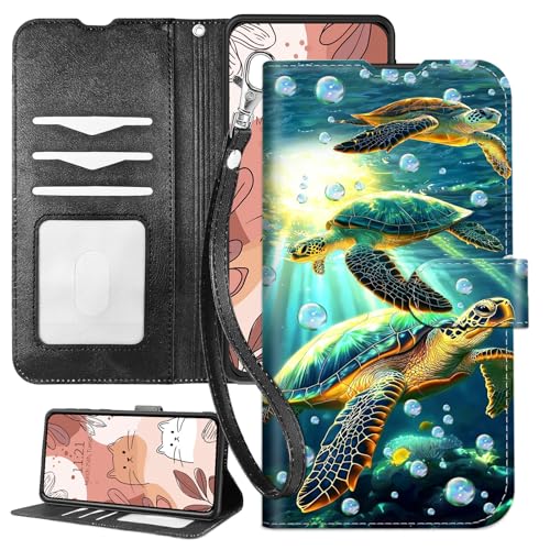 SichKards Schutzhülle für iPhone 16 Pro Max mit Handschlaufe, RFID-blockierend, stoßfestes TPU-Innenfutter, PU-Leder-Klapphülle mit Magnetverschluss, Kartenfächer, Turle Cute Green SichKards Schutzhülle für iPhone 16 Pro Max mit Handschlaufe, RFID-blockierend, stoßfestes TPU-Innenfutter, PU-Leder-Klapphülle mit Magnetverschluss, Kartenfächer, Turle Cute Green von SichKards