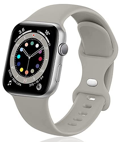Sichy Armband Kompatibel mit Apple Watch Armband 38mm 40mm 41mm 42mm 44mm 45mm, Weiche Silikon Ersatz Armband Kompatibel mit iWatch Series 7,6, 5, 4, 3, 2, 1, SE, 38mm/40mm/41mm-S/M,Grau von Sichy