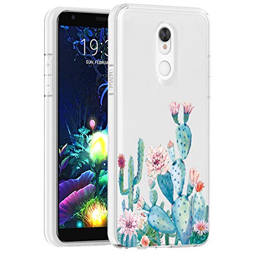 Schutzhülle für LG K40, für LG Solo Hülle, für LG Harmony 3 Hülle, für LG K12 Plus Hülle, Sidande Stoßfest Durchsichtig Blumen Weich Flexibel TPU Slim Phone Case Cover für LG K40 (Kaktus) von Sidande