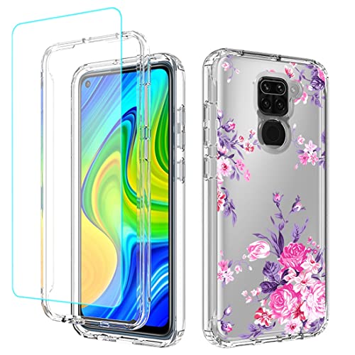 Sidande Handyhülle für Redmi Note 9/Redmi 10X 4G Hülle mit gehärtetem Glas Displayschutz, Transparente Blumen TPU Vollschutz-Set mit Stoßfestigem Rahmen Schutzhülle für Xiaomi Redmi Note 9 Rosenblume Sidande Handyhülle für Redmi Note 9/Redmi 10X 4G Hülle mit gehärtetem Glas Displayschutz, Transparente Blumen TPU Vollschutz-Set mit Stoßfestigem Rahmen Schutzhülle für Xiaomi Redmi Note 9 Rosenblume von Sidande