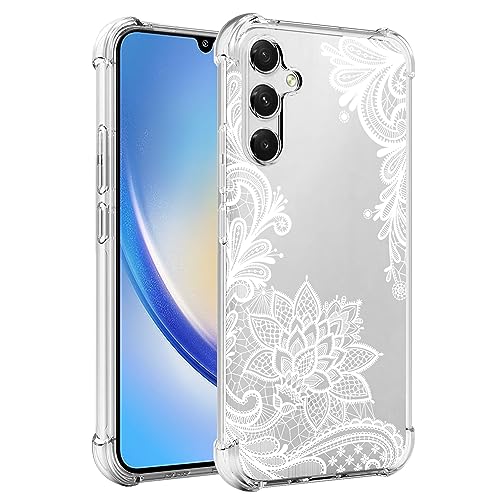 Sidande Hülle für Galaxy A34 5G/Samsung A34 5G SM-A346B Handyhülle für Mädchen Frauen, Transparentes Blumenmuster Soft Flexible TPU Slim Handy Schutzhülle für Samsung Galaxy A34 5G Mandala von Sidande