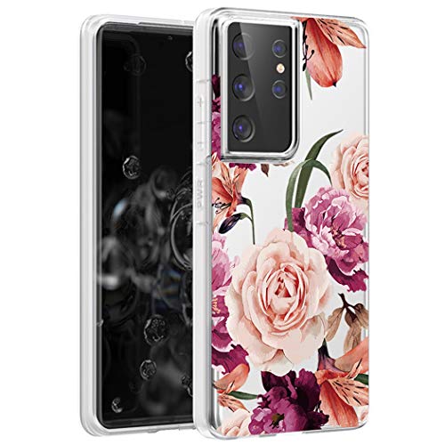 Sidande Hülle für Galaxy S21 Ultra 5G 6.8"/Samsung S21 Ultra Handyhülle für Mädchen Frauen, Transparentes Blumenmuster Soft Flexible TPU Slim Handy Schutzhülle für Samsung Galaxy S21 UltraLila Blume Sidande Hülle für Galaxy S21 Ultra 5G 6.8"/Samsung S21 Ultra Handyhülle für Mädchen Frauen, Transparentes Blumenmuster Soft Flexible TPU Slim Handy Schutzhülle für Samsung Galaxy S21 UltraLila Blume von Sidande