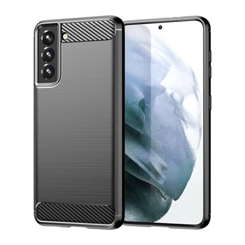Sidande Hülle für Galaxy S21 hülle, für Samsung S21 SM-G991B hülle, Ultradünne Handyhülle mit stoßdämpfendem Carbon-Fiber-Design aus TPU-Gummi Robuster Schutzhülle für Samsung Galaxy S21 5G Schwarz von Sidande