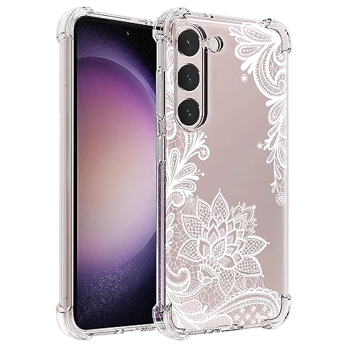 Sidande Hülle für Galaxy S23/Samsung S23 SM-S911U Handyhülle für Mädchen Frauen, Transparentes Blumenmuster Soft Flexible TPU Slim Handy Schutzhülle für Samsung Galaxy S23 5G Mandala von Sidande