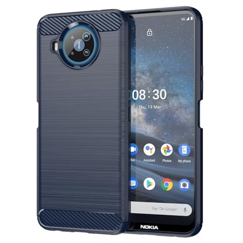 Sidande Hülle für Nokia 8.3 5G/für Nokia 8 V 5G UW hülle, Ultradünne Handyhülle mit stoßdämpfendem Carbon-Fiber-Design aus TPU-Gummi Robuster Schutzhülle für Nokia 8.3 Marineblau von Sidande