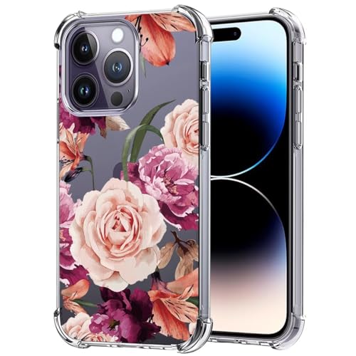 Sidande Hülle für iPhone 14 Pro Handyhülle für Mädchen Frauen, Transparentes Blumenmuster Soft Flexible TPU Slim Handy Schutzhülle für iPhone 14 Pro Lila Blume Sidande Hülle für iPhone 14 Pro Handyhülle für Mädchen Frauen, Transparentes Blumenmuster Soft Flexible TPU Slim Handy Schutzhülle für iPhone 14 Pro Lila Blume von Sidande