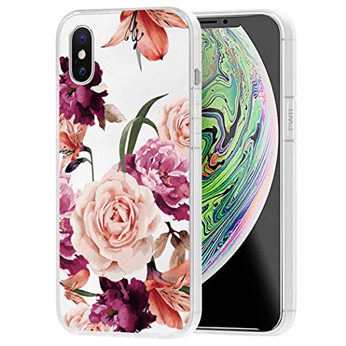 Sidande Hülle für iPhone XS/iPhone X Handyhülle für Mädchen Frauen, Transparentes Blumenmuster Soft Flexible TPU Slim Handy Schutzhülle für iPhone XS/iPhone X 5.8 inch Lila Blume Sidande Hülle für iPhone XS/iPhone X Handyhülle für Mädchen Frauen, Transparentes Blumenmuster Soft Flexible TPU Slim Handy Schutzhülle für iPhone XS/iPhone X 5.8 inch Lila Blume von Sidande
