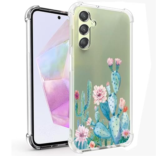 Sidande Hülle für Galaxy A35 5G/Samsung A35 SM-A356B Handyhülle für Mädchen Frauen, Transparentes Blumenmuster Soft Flexible TPU Slim Handy Schutzhülle für Samsung Galaxy A35 5G Kaktus Sidande Hülle für Galaxy A35 5G/Samsung A35 SM-A356B Handyhülle für Mädchen Frauen, Transparentes Blumenmuster Soft Flexible TPU Slim Handy Schutzhülle für Samsung Galaxy A35 5G Kaktus von Sidande