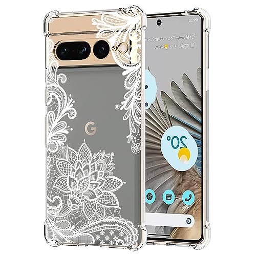 Sidande Hülle für Pixel 7 Pro/Google 7 Pro GP4BC Handyhülle für Mädchen Frauen, Transparentes Blumenmuster Soft Flexible TPU Slim Handy Schutzhülle für Google Pixel 7 Pro Mandala von Sidande