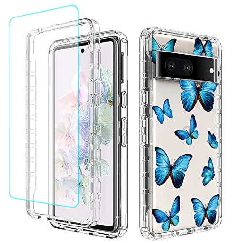 sidande Handyhülle für Pixel 7/Google 7 Hülle mit gehärtetem Glas Displayschutz, Transparente Blumen-TPU-Schutzhülle Vollschutz-Set mit Stoßfestigem Rahmen Schutzhülle für Google Pixel 7 Schmetterling sidande Handyhülle für Pixel 7/Google 7 Hülle mit gehärtetem Glas Displayschutz, Transparente Blumen-TPU-Schutzhülle Vollschutz-Set mit Stoßfestigem Rahmen Schutzhülle für Google Pixel 7 Schmetterling von Sidande