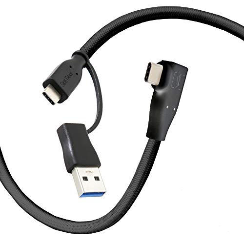 SideTrak USB-C auf USB-C Kabel & USB-A Adapter | langlebiges, flexibles, verwicklungsfreies geflochtenes Nylonkabel | 91,4 cm | schwarz von SideTrak