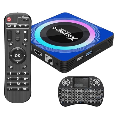 Android 13.0 TV Box, 4GB RAM 64GB ROM Quad-Core mit Mini Wireless Tastatur, 2.4/5.0GHz Dual Band Wi-Fi BT 5.0 10/100M Ethernet HDMI 8K TV Box von Sidiwen