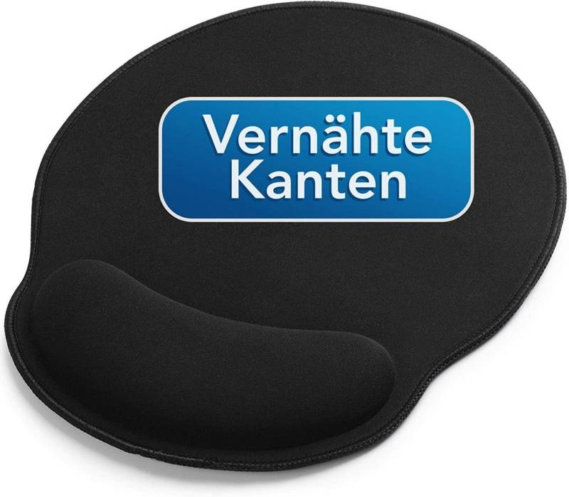 Sidorenko Mauspad Mauspad mit Gelkissen - 26x23cm - Ergonomisches Mauspad mit Vernähte Kanten - Mousepad mit Handauflage für schonende Handgelenk Haltung - schwarz von Sidorenko