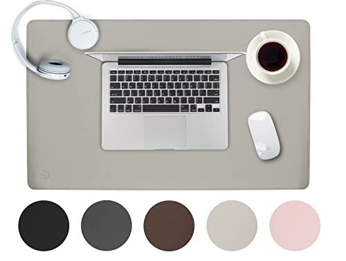 Sidorenko Schreibtischunterlage Mousepad 60x35cm - Büro Zubehör Desk Mat in Hellgrau aus PULeder, rutschfeste Schreibtischunterlage Kinder, Schreibtisch Deko, Schreibtisch Unterlage und Tischunterlage von Sidorenko