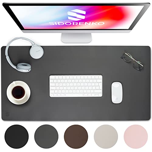 Sidorenko Schreibtischunterlage 80x40cm abwaschbar - Tischunterlage Schreibtisch aus PU-Leder - Schreibtisch Unterlage in grau für Büro - rutschfeste Desk Mat, Mousepad, Mauspad, Schreibtischmatte von Sidorenko