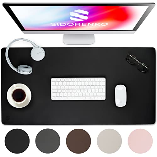 Sidorenko Schreibtischunterlage 80x40cm abwaschbar - Tischunterlage Schreibtisch aus PU-Leder - Schreibtisch Unterlage in schwarz für Büro - rutschfeste Desk Mat, Mousepad, Mauspad, Schreibtischmatte von Sidorenko