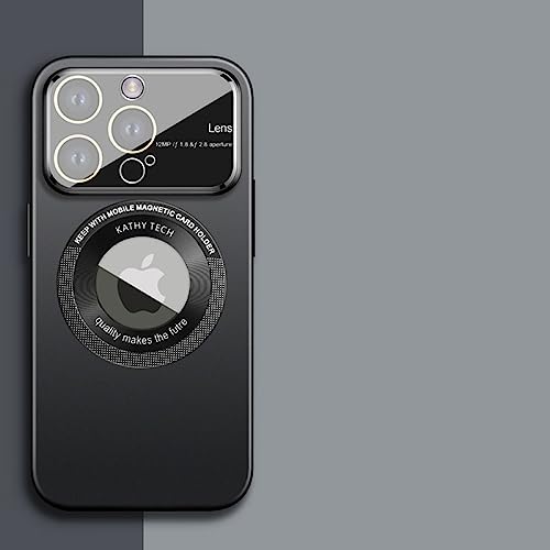 SiehAm Glaslinse schützt Handyhülle für iPhone 12 13 14 Pro Max 14Plus für kabelloses Laden, magnetische Handyhülle mit großer Linse, Schwarz, für iPhone 14 Promax von SiehAm