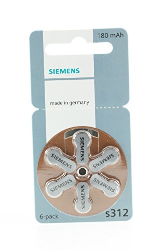 6-er pack Siemens 312 s312 Zinc Air Blister Hörgeräte Batterien von Siemens