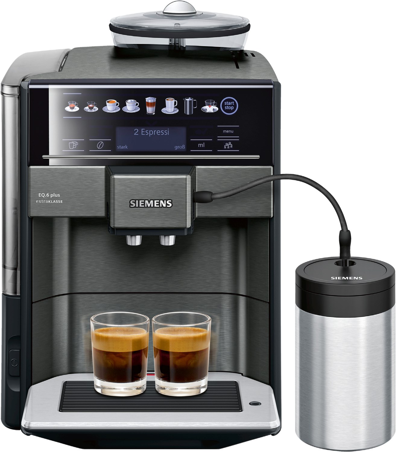 TE657F09DE EQ6 plus extraKlasse Kaffee-Vollautomat dark inox TE657F09DE EQ6 plus extraKlasse Kaffee-Vollautomat dark inox von Siemens