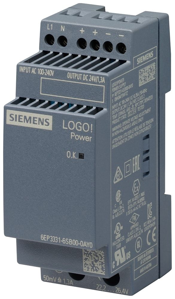 SIEMENS Stromversorgung LOGO! Power DC 24 V/1,3 A, 6EP3331-6SB00-0AY0 von Siemens