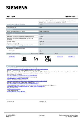 Siemens 3NJ6930-3BD23 1St. von Siemens