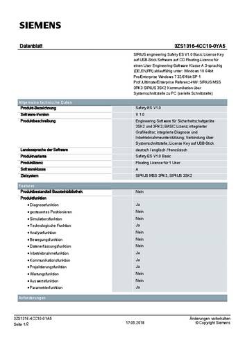 Siemens 3ZS1316-4CC10-0YA5 3ZS13164CC100YA5 SPS-Software von Siemens