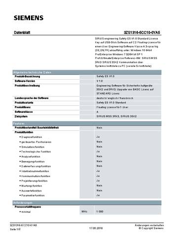 Siemens 3ZS1316-5CC10-0YA5 3ZS13165CC100YA5 SPS-Software von Siemens