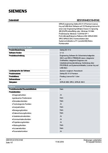 Siemens 3ZS1316-6CC10-0YA5 3ZS13166CC100YA5 SPS-Software von Siemens