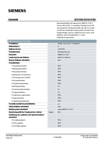 Siemens 3ZS1635-2XX02-0YB0 3ZS16352XX020YB0 SPS-Software von Siemens