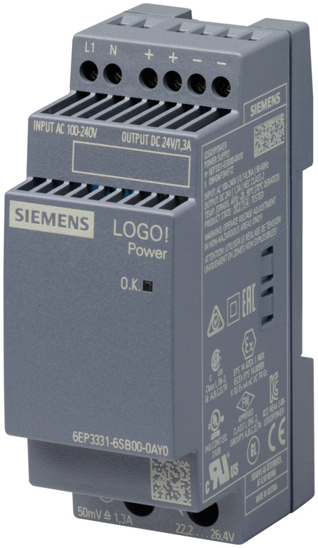 Siemens 6EP3331-6SB00-0AY0 LOGO!POWER 24V / 1,3A von Siemens